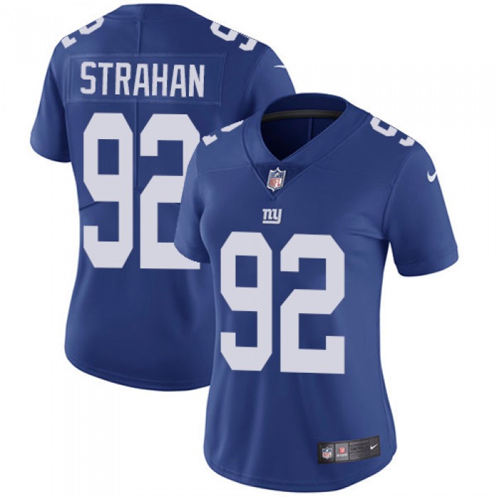 Women's Nike New York Giants #92 Michael Strahan Royal Blue Team Color Stitched NFL Vapor Untouchable Limited Jersey