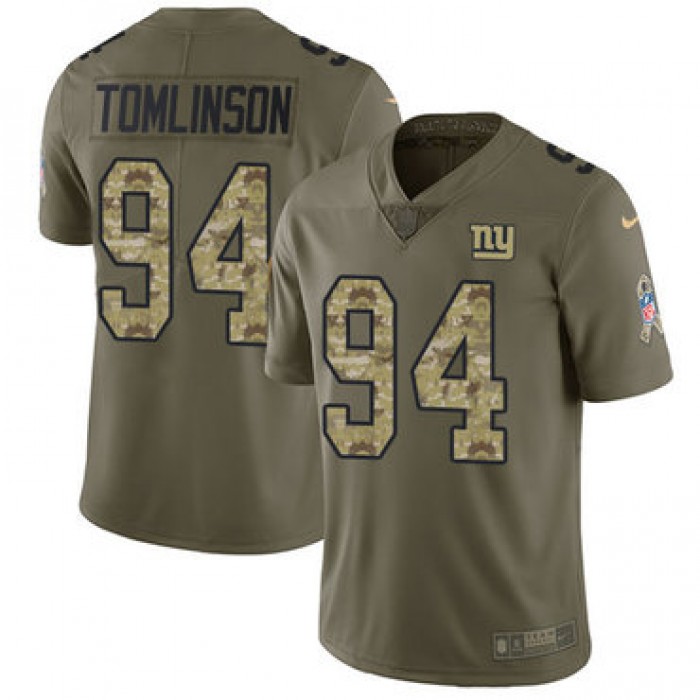 Nike Giants #94 Dalvin Tomlinson Olive Camo Men's Stitched NFL Limited 2017 Salute To Service Jersey