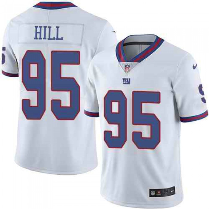 Nike New York Giants #95 B.J. Hill White Men's Stitched NFL Limited Rush Jersey