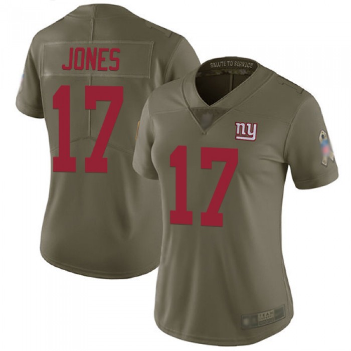Giants #17 Daniel Jones Olive Women's Stitched Football Limited 2017 Salute to Service Jersey