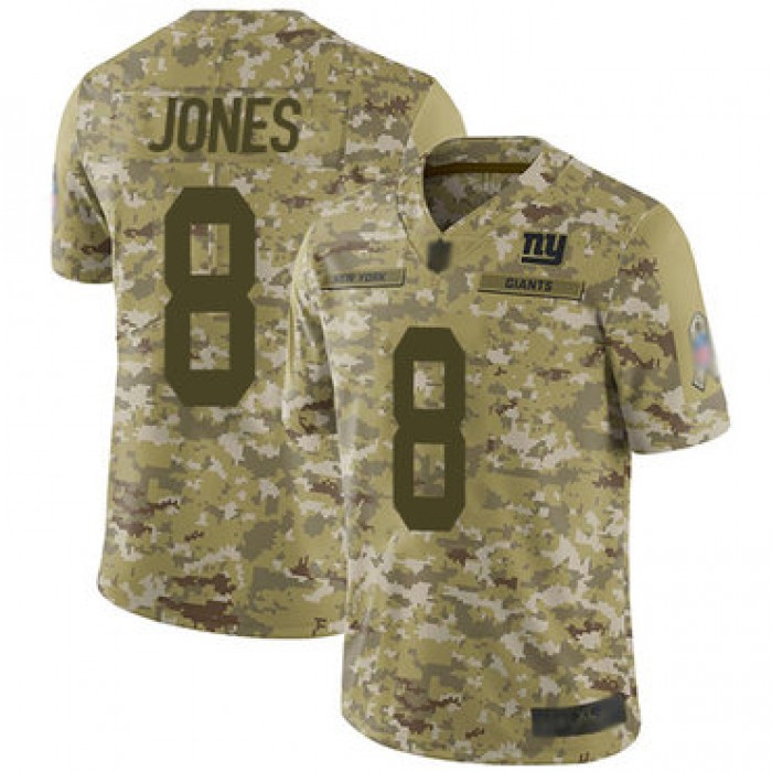 Giants #8 Daniel Jones Camo Men's Stitched Football Limited 2018 Salute To Service Jersey