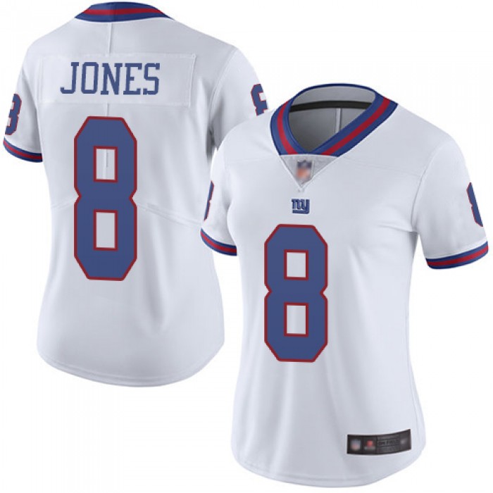 Giants #8 Daniel Jones White Women's Stitched Football Limited Rush Jersey