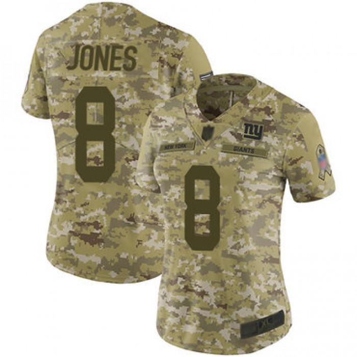 Giants #8 Daniel Jones Camo Women's Stitched Football Limited 2018 Salute to Service Jersey