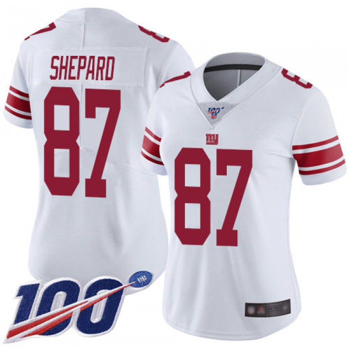 Nike Giants #87 Sterling Shepard White Women's Stitched NFL 100th Season Vapor Limited Jersey