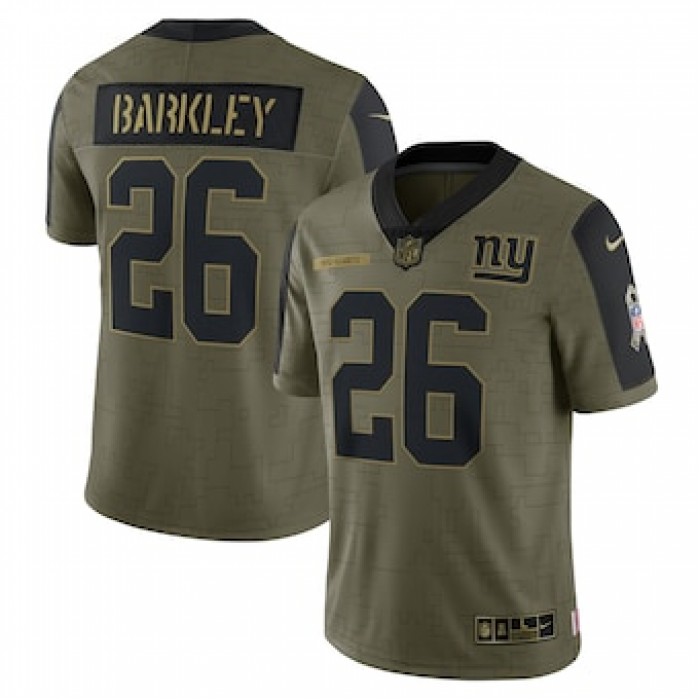 Men's New York Giants #26 Saquon Barkley Nike Olive 2021 Salute To Service Limited Player Jersey