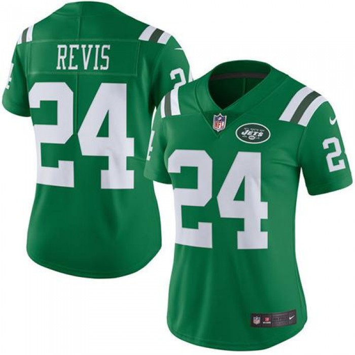 Nike Jets #24 Darrelle Revis Green Women's Stitched NFL Limited Rush Jersey