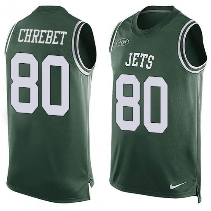 Men's New York Jets #80 Wayne Chrebet Green Hot Pressing Player Name & Number Nike NFL Tank Top Jersey