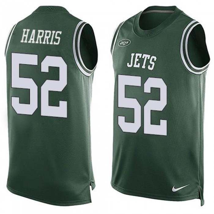 Men's New York Jets #52 David Harris Green Hot Pressing Player Name & Number Nike NFL Tank Top Jersey