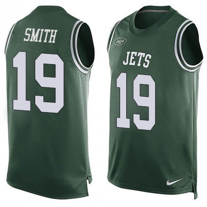 Men's New York Jets #19 Devin Smith Green Hot Pressing Player Name & Number Nike NFL Tank Top Jersey