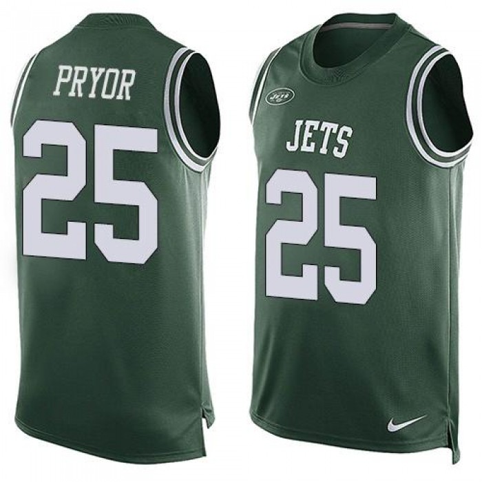Men's New York Jets #25 Calvin Pryor Green Hot Pressing Player Name & Number Nike NFL Tank Top Jersey