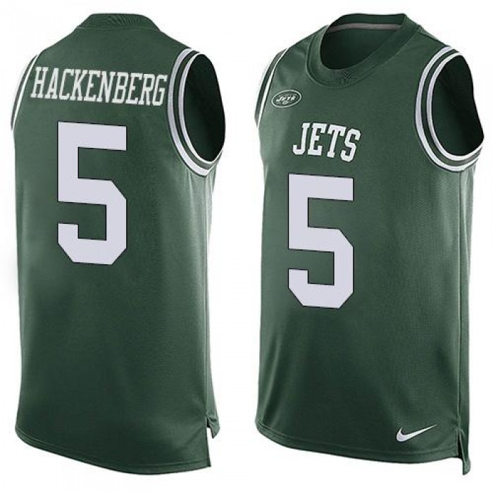Men's New York Jets #5 Christian Hackenberg Green Hot Pressing Player Name & Number Nike NFL Tank Top Jersey