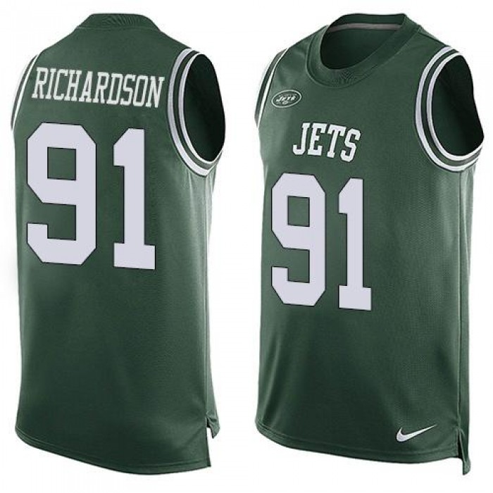 Men's New York Jets #91 Sheldon Richardson Green Hot Pressing Player Name & Number Nike NFL Tank Top Jersey