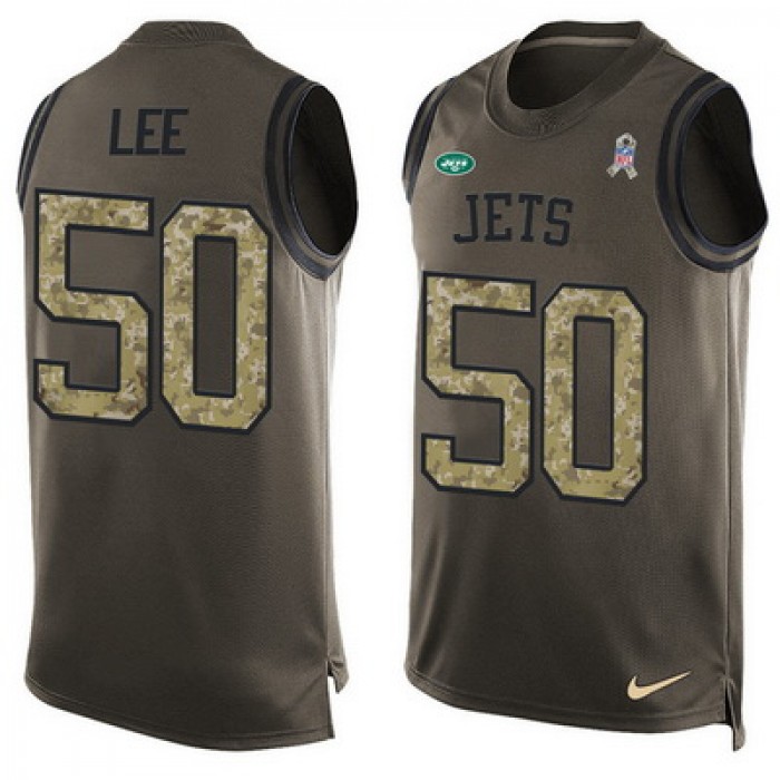 Men's New York Jets #50 Darron Lee Green Salute to Service Hot Pressing Player Name & Number Nike NFL Tank Top Jersey