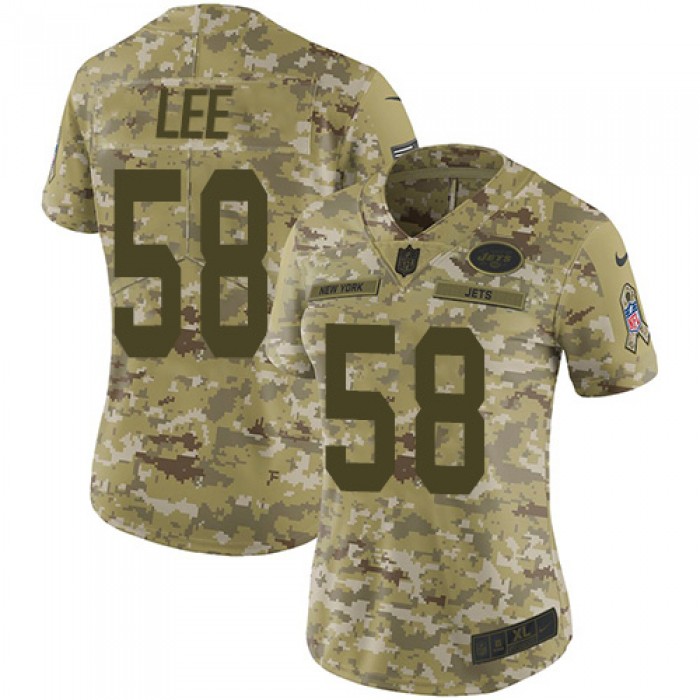 Nike Jets #58 Darron Lee Camo Women's Stitched NFL Limited 2018 Salute to Service Jersey