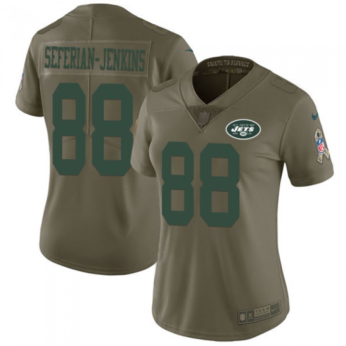 Women's Nike New York Jets #88 Austin Seferian-Jenkins Olive Stitched NFL Limited 2017 Salute to Service Jersey