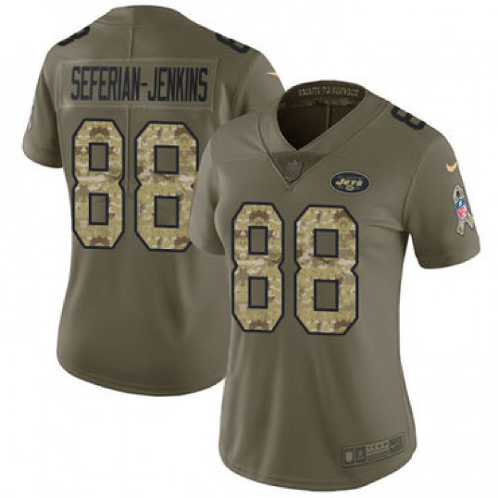 Women's Nike New York Jets #88 Austin Seferian-Jenkins Olive Camo Stitched NFL Limited 2017 Salute to Service Jersey
