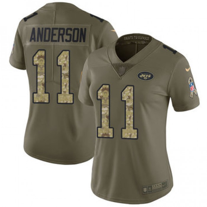 Women's Nike New York Jets #11 Robby Anderson Olive Camo Stitched NFL Limited 2017 Salute to Service Jersey