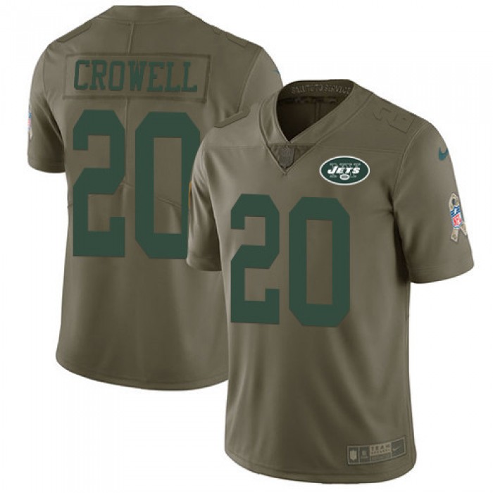 Nike New York Jets #20 Isaiah Crowell Olive Men's Stitched NFL Limited 2017 Salute to Service Jersey