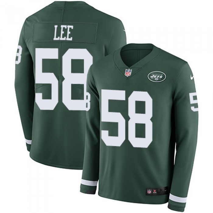 Nike Jets #58 Darron Lee Green Team Color Men's Stitched NFL Limited Therma Long Sleeve Jersey