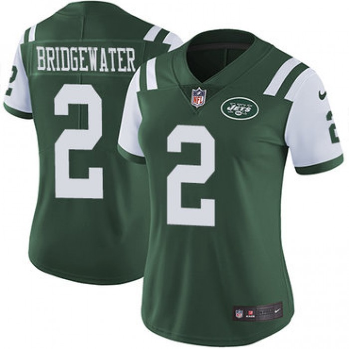 Nike Jets #2 Teddy Bridgewater Green Team Color Women's Stitched NFL Vapor Untouchable Limited Jersey