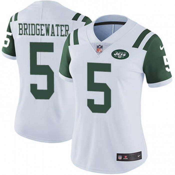 Nike New York Jets #5 Teddy Bridgewater White Women's Stitched NFL Vapor Untouchable Limited Jersey