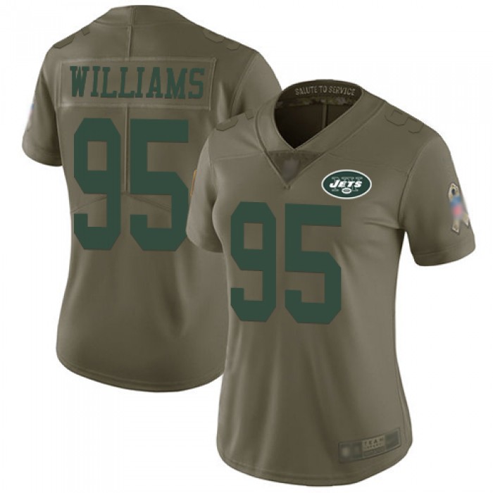 Jets #95 Quinnen Williams Olive Women's Stitched Football Limited 2017 Salute to Service Jersey