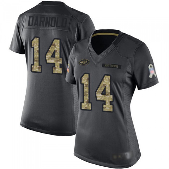 Jets #14 Sam Darnold Black Women's Stitched Football Limited 2016 Salute to Service Jersey