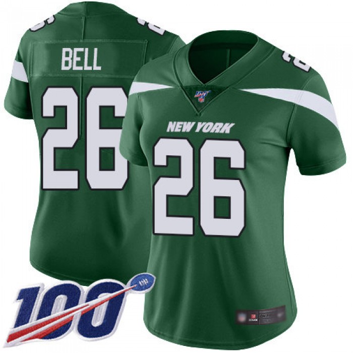 Nike Jets #26 Le'Veon Bell Green Team Color Women's Stitched NFL 100th Season Vapor Limited Jersey