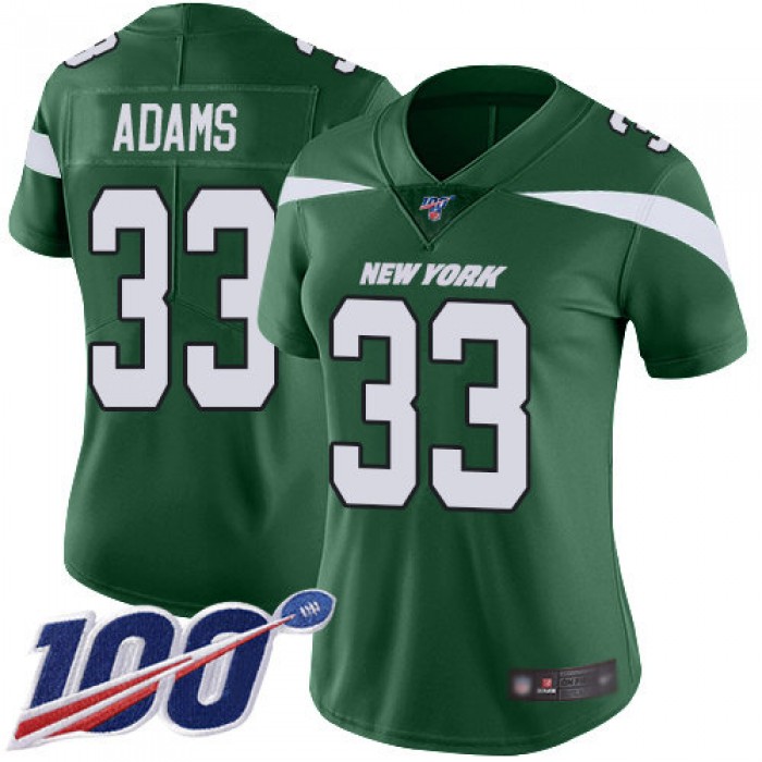 Nike Jets #33 Jamal Adams Green Team Color Women's Stitched NFL 100th Season Vapor Limited Jersey