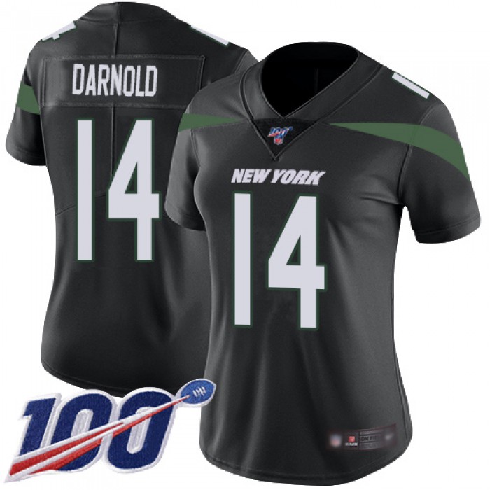 Nike Jets #14 Sam Darnold Black Alternate Women's Stitched NFL 100th Season Vapor Limited Jersey