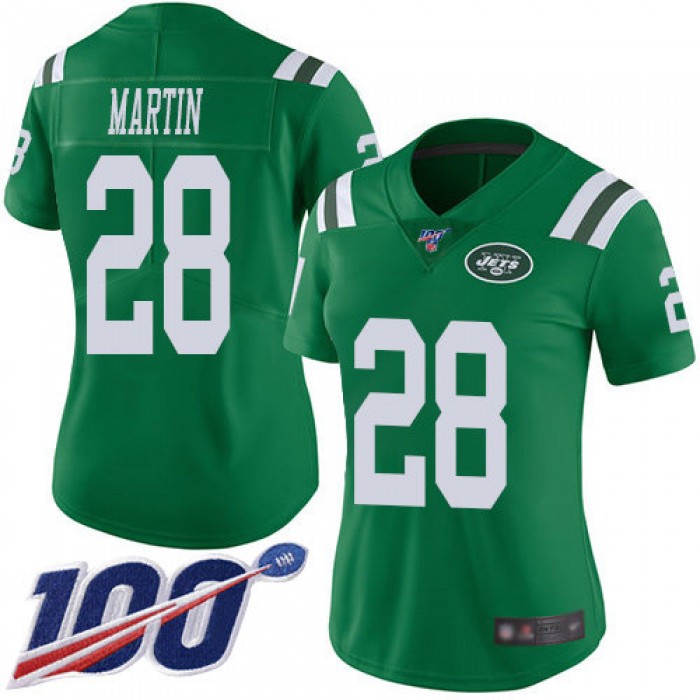 Nike Jets #28 Curtis Martin Green Women's Stitched NFL Limited Rush 100th Season Jersey