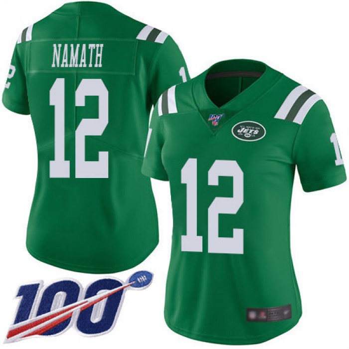 Nike Jets #12 Joe Namath Green Women's Stitched NFL Limited Rush 100th Season Jersey