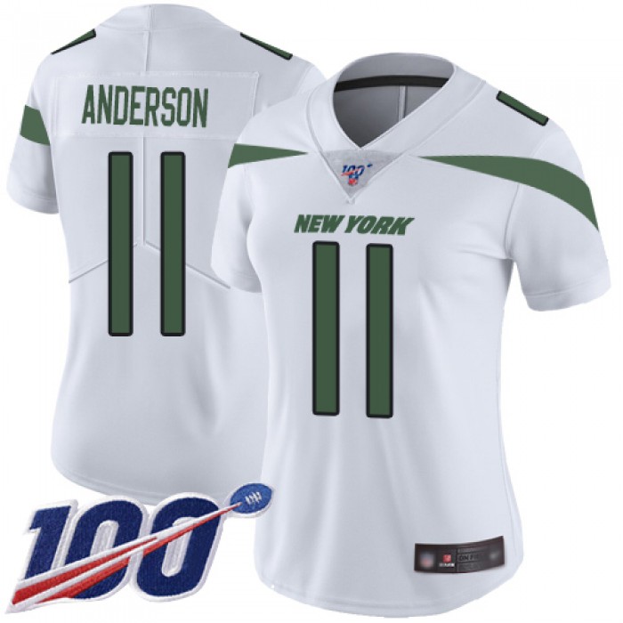 Nike Jets #11 Robby Anderson White Women's Stitched NFL 100th Season Vapor Limited Jersey