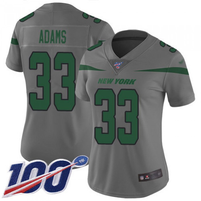 Nike Jets #33 Jamal Adams Gray Women's Stitched NFL Limited Inverted Legend 100th Season Jersey