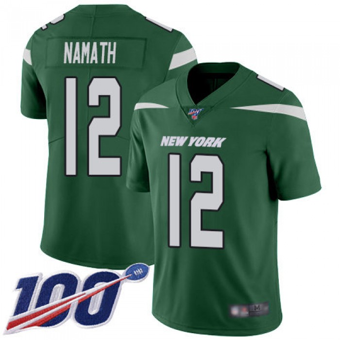Nike Jets #12 Joe Namath Green Team Color Men's Stitched NFL 100th Season Vapor Limited Jersey
