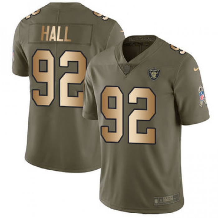 Nike Raiders #92 P.J. Hall Olive Gold Youth Stitched NFL Limited 2017 Salute to Service Jersey