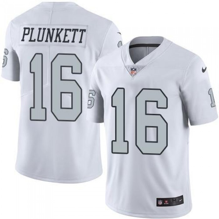 Youth Nike Oakland Raiders 16 Jim Plunkett White Stitched NFL Limited Rush Jersey