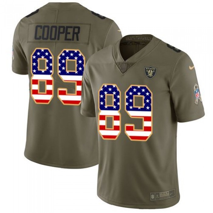 Youth Nike Oakland Raiders 89 Amari Cooper Olive USA Flag Stitched NFL Limited 2017 Salute to Service Jersey