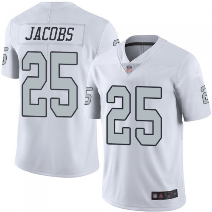 Raiders #25 Josh Jacobs White Youth Stitched Football Limited Rush Jersey