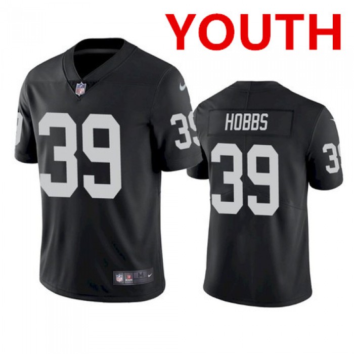 Youth Las Vegas Raiders #39 Nate Hobbs Black Vapor Limited Jersey