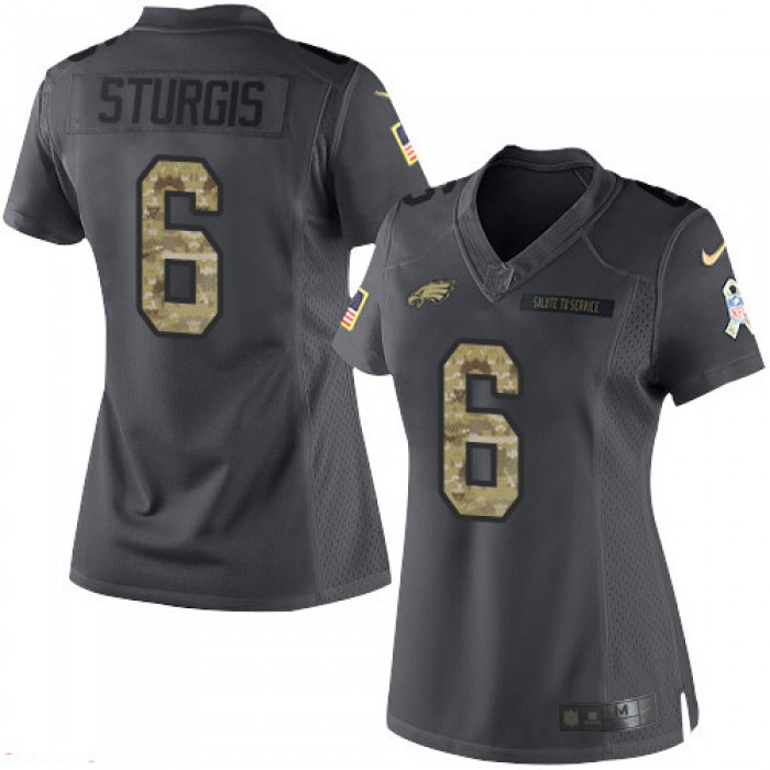 Women's Philadelphia Eagles #6 Caleb Sturgis Black Anthracite 2016 Salute To Service Stitched NFL Nike Limited Jersey