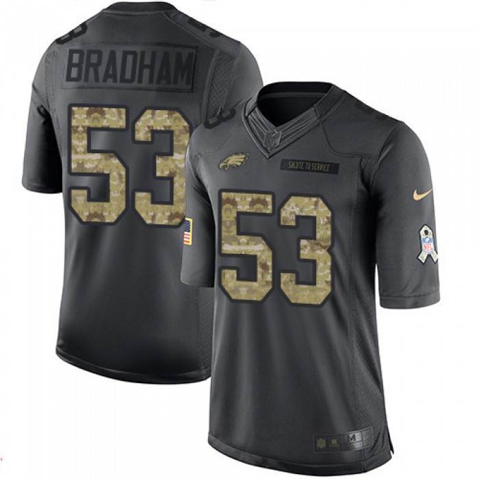 Men's Philadelphia Eagles #53 Nigel Bradham Black Anthracite 2016 Salute To Service Stitched NFL Nike Limited Jersey