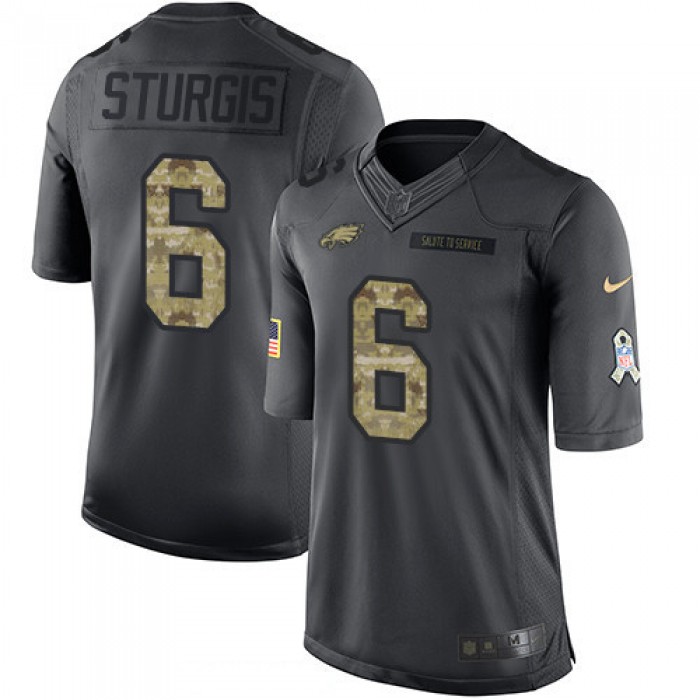 Men's Philadelphia Eagles #6 Caleb Sturgis Black Anthracite 2016 Salute To Service Stitched NFL Nike Limited Jersey