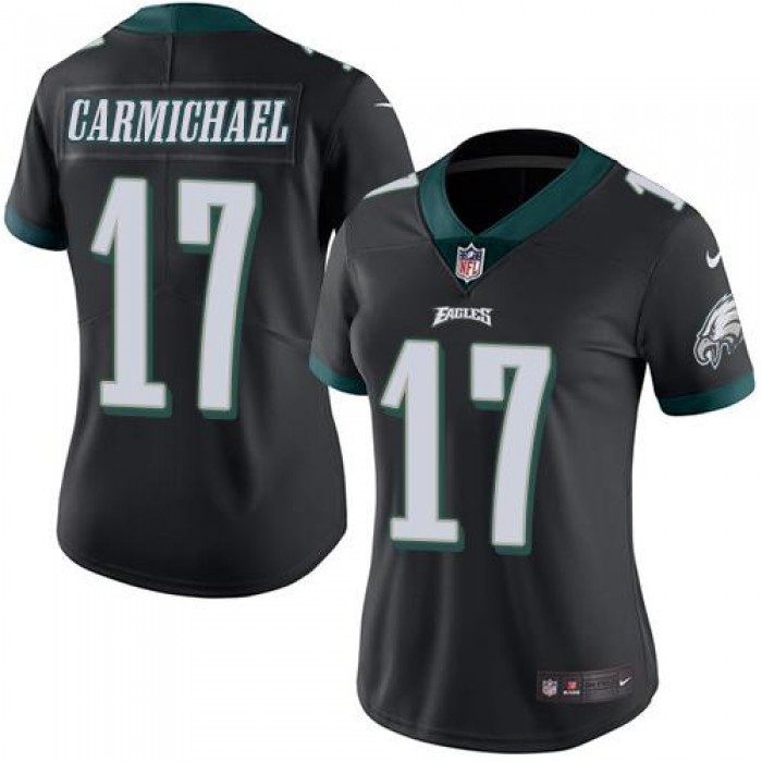 Nike Eagles #17 Harold Carmichael Black Women's Stitched NFL Limited Rush Jersey