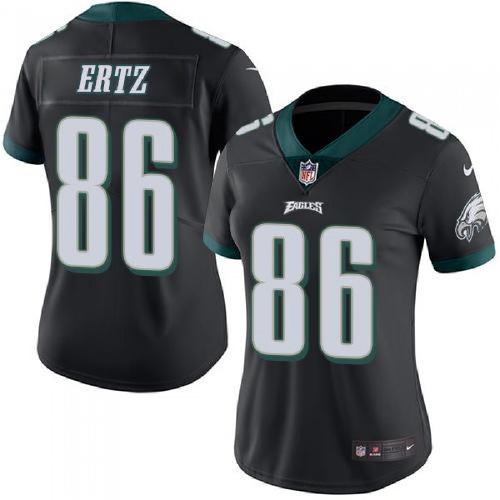 Nike Eagles #86 Zach Ertz Black Women's Stitched NFL Limited Rush Jersey