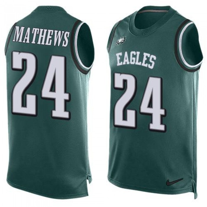 Men's Philadelphia Eagles #24 Ryan Mathews Midnight Green Hot Pressing Player Name & Number Nike NFL Tank Top Jersey