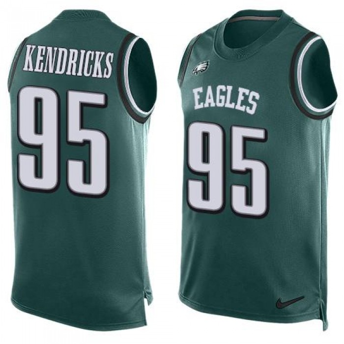 Men's Philadelphia Eagles #95 Mychal Kendricks Midnight Green Hot Pressing Player Name & Number Nike NFL Tank Top Jersey