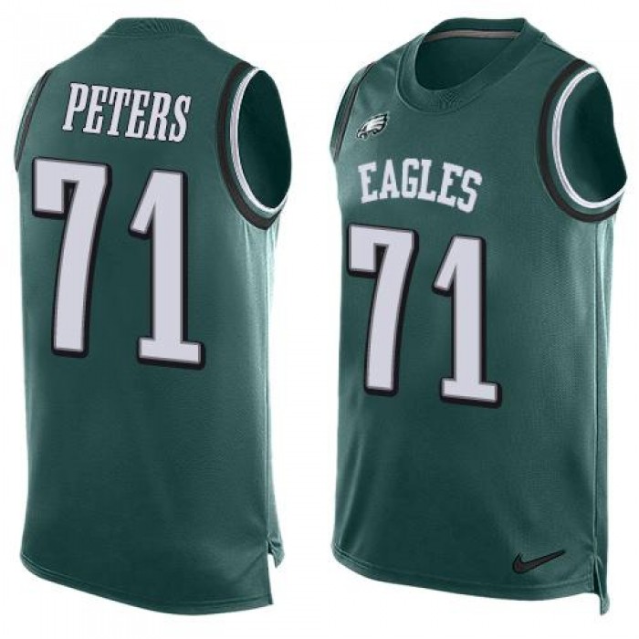 Men's Philadelphia Eagles #71 Jason Peters Midnight Green Hot Pressing Player Name & Number Nike NFL Tank Top Jersey
