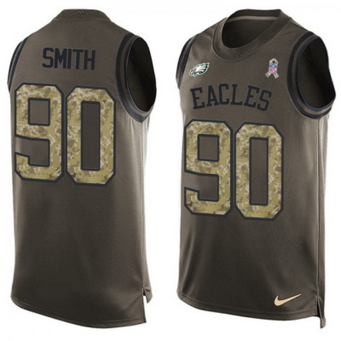 Men's Philadelphia Eagles #90 Marcus Smith Green Salute to Service Hot Pressing Player Name & Number Nike NFL Tank Top Jersey