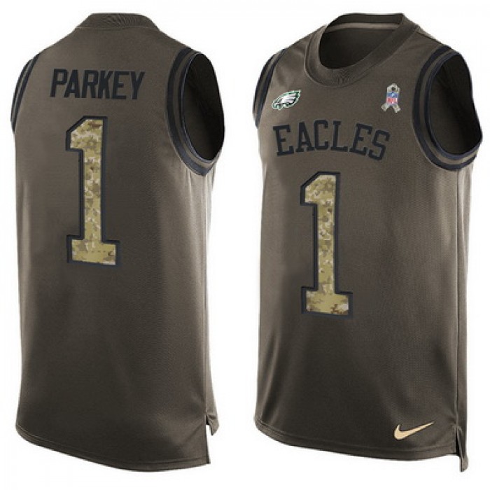 Men's Philadelphia Eagles #1 Cody Parkey Green Salute to Service Hot Pressing Player Name & Number Nike NFL Tank Top Jersey